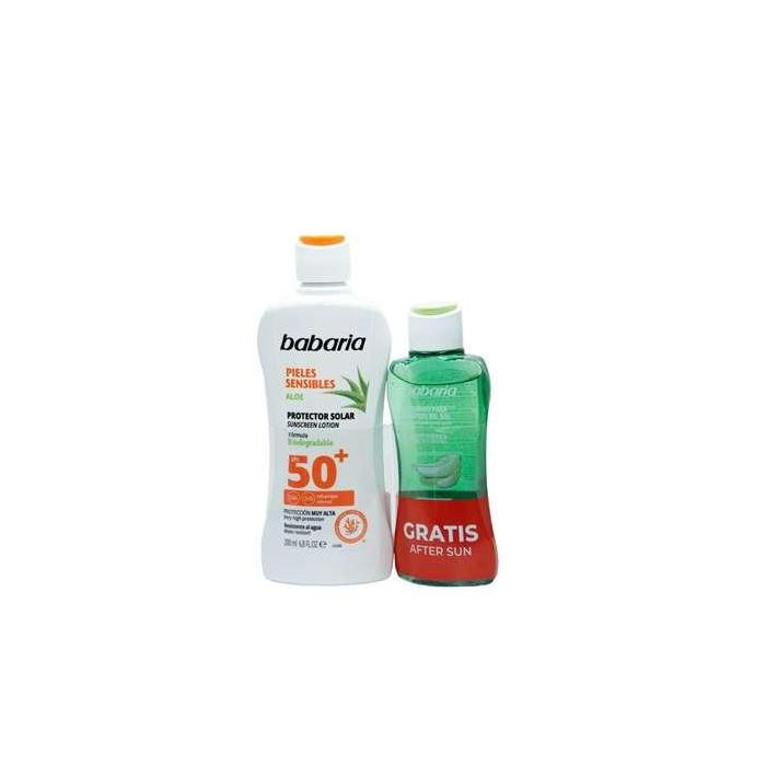 Babaria Aloe protector solar SPF50+ piel sensible resistente al agua 200 ml + balsamo after sun 1 unidad Babaria Aloe protector solar SPF50+ piel sensible resistente al agua 200 ml + balsamo after sun 1 unidad