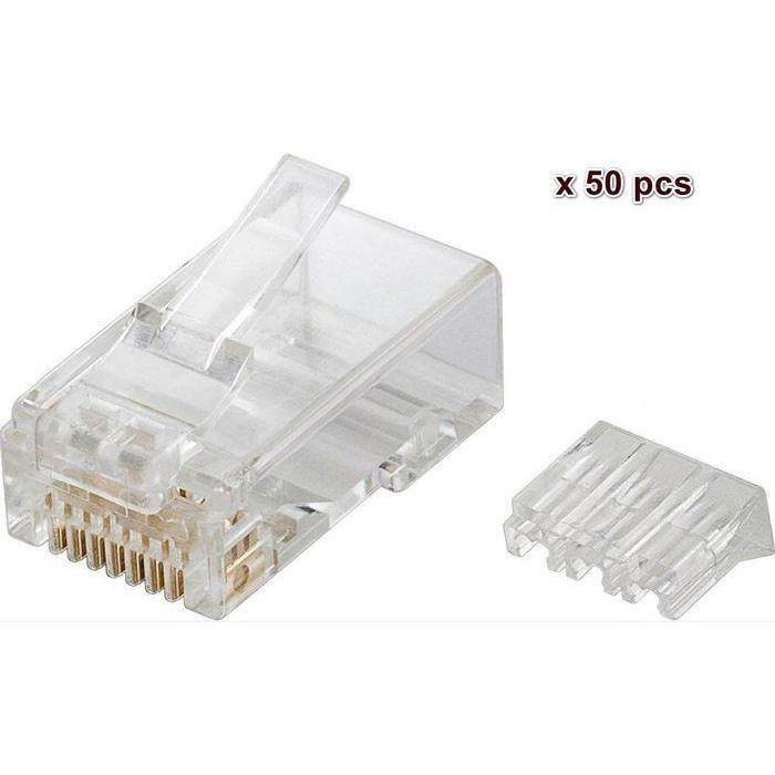 MicroConnect KON505-50 Conector modular CAT6 8P8C, pack de 50 unidades, para cable de red, alto rendimiento