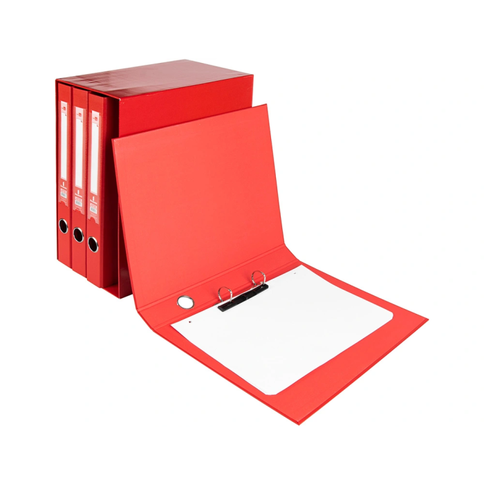 Liderpapel Módulo 4 archivadores folio 2 anillas mixtas 25mm rojo 8