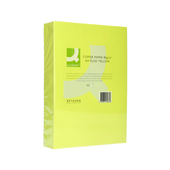 Q-connect Papel Color Din A4 80gr Amarillo Neón Paquete 500 Hojas 2