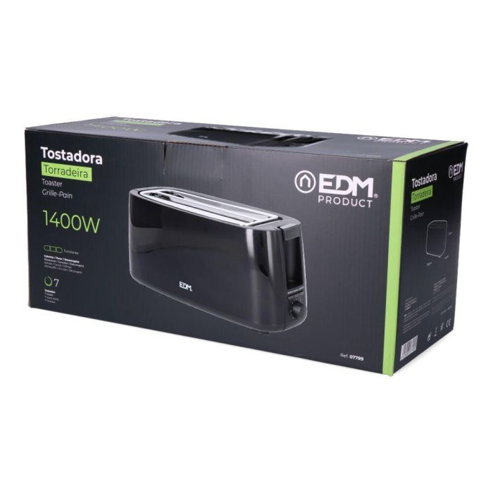 Edm Tostadora Doble Ranura Larga Black Design 1400 W Negro 5