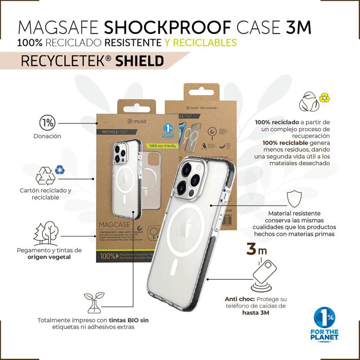 Muvit Funda Recycletek Magsafe Shockproof 3M - Protección Ecológica y Resistente para Smartphone 2 Muvit Funda Recycletek Magsafe Shockproof 3M - Protección Ecológica y Resistente para Smartphone 2