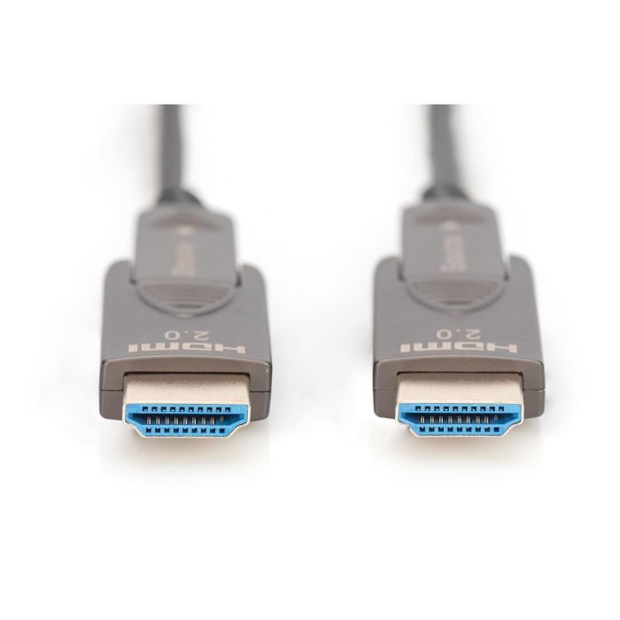 DIGITUS Cable de Fibra Óptica Híbrido HDMI AOC 4K Desmontable 20m, 18Gbps, Conectores Micro HDMI, Negro 1