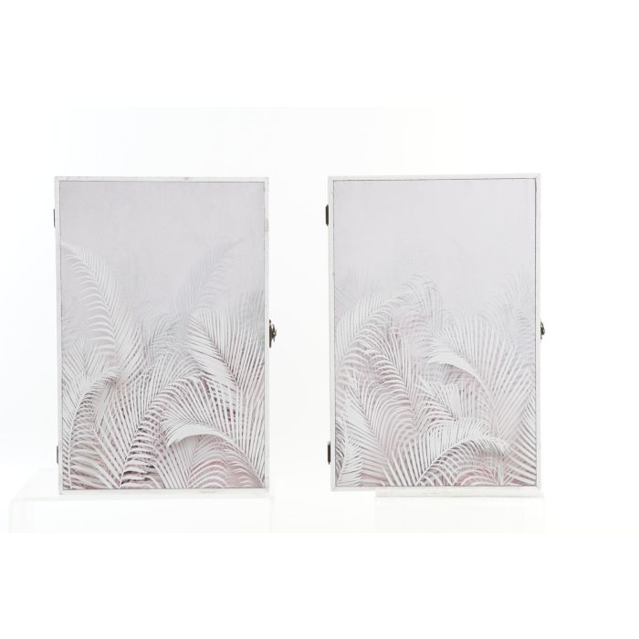 DKD Home Decor Guardallaves Organizador Tropical de MDF Gris y Blanco para 6 Llaves 6x30x20 cm Pack 4 Unidades