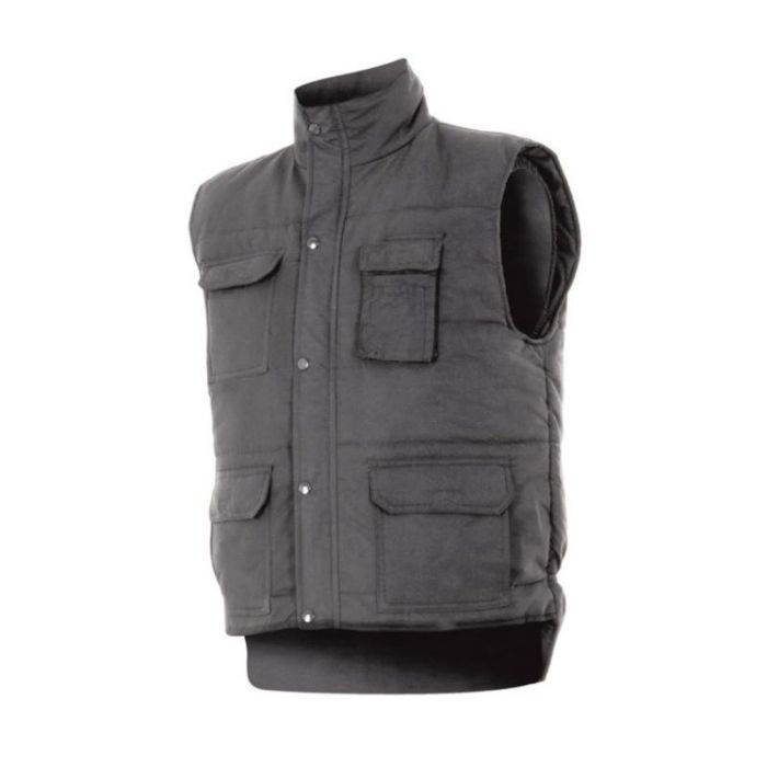 Velilla 108 Chaleco Multibolsillo Acolchado para Trabajo Exterior 100% Poliéster Guata Cierre Oculto Profesional Gris Claro XL