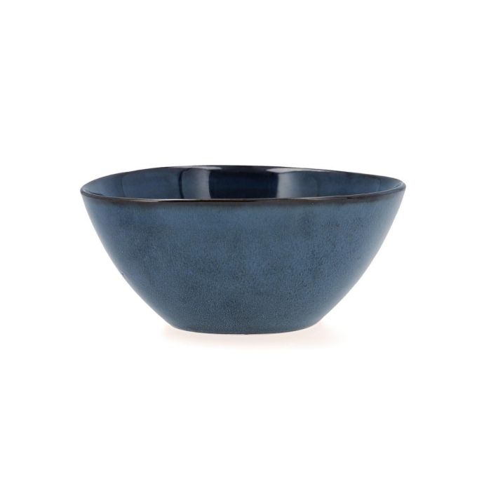Bidasoa Bol Cerámico Ikonic Azul Set de 6 Piezas con Relieves Orgánicos, 15,8x15x7 cm, Apto Microondas y Lavavajillas