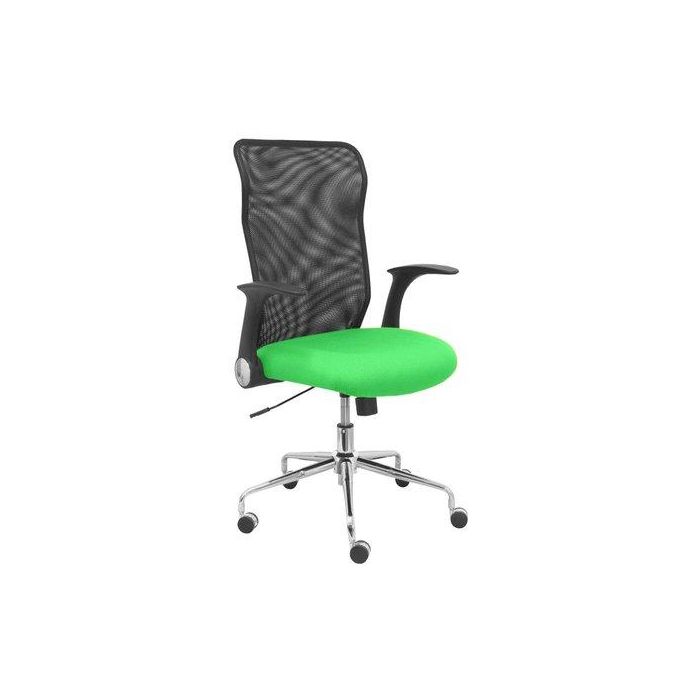 Silla Piqueras Y Crespo Minaya Brazos Retractiles Mecanismo Basculante Ergonomica Respaldo Malla Transpirable Negra Asiento Tapizado Bali Pistacho