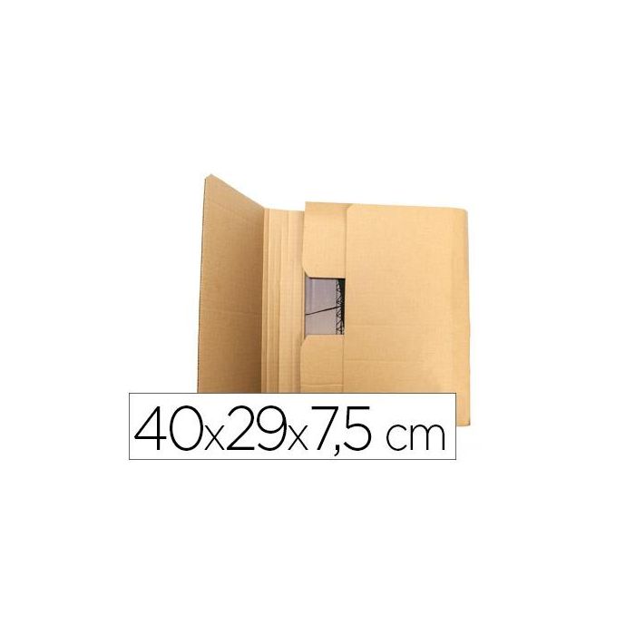 Caja Para Embalar Libros Q-Connect Carton Reciclado Canal Simple 3 mm Color Kraft 400x290x75 mm 5 unidades