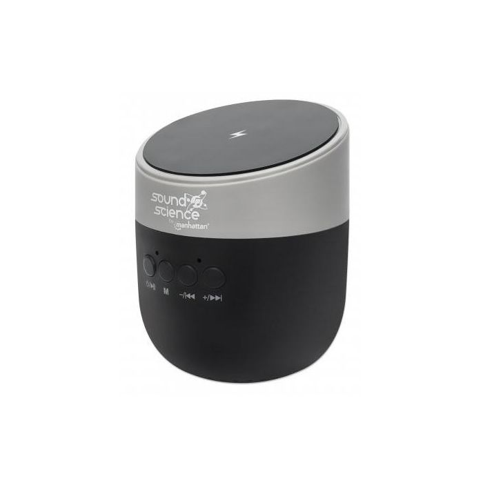 MANHATTAN Sound Science Bluetooth-Lautsprecher mit Induktionsladepad bis zu 5W 5V/1A Bedienelemente MicroSD-Slot schwarz/anthrazit