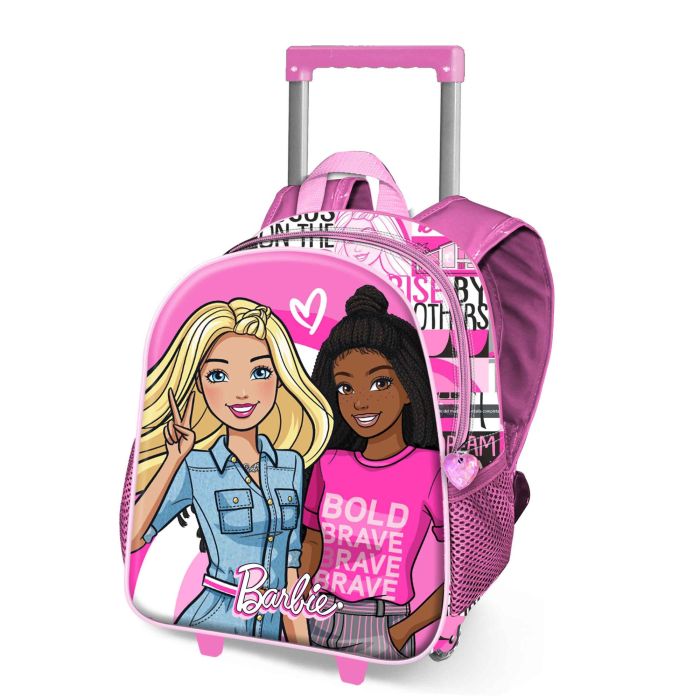 Barbie Mochila Infantil 3D con Ruedas Pequeña Brave Rosa 7L 10x25x30 cm