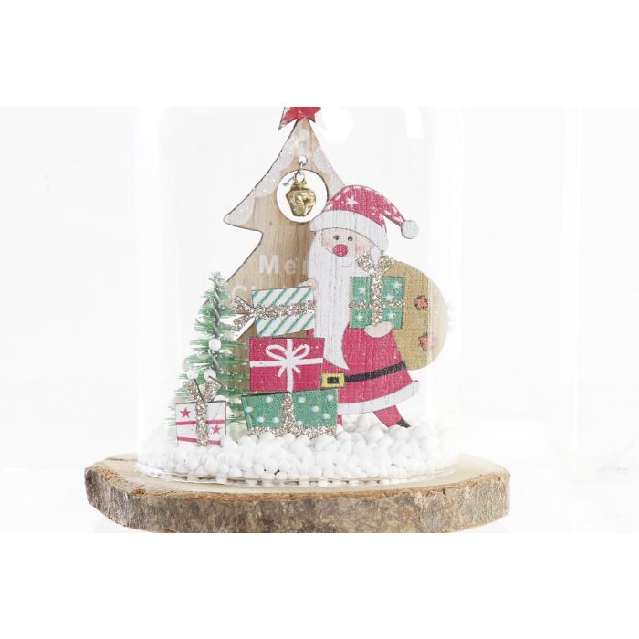 DKD Home Decor Decoración Colgante Navidad Tradicional Cristal Madera Natural Rojo Verde 8x12x8 cm (6 Unidades) 2