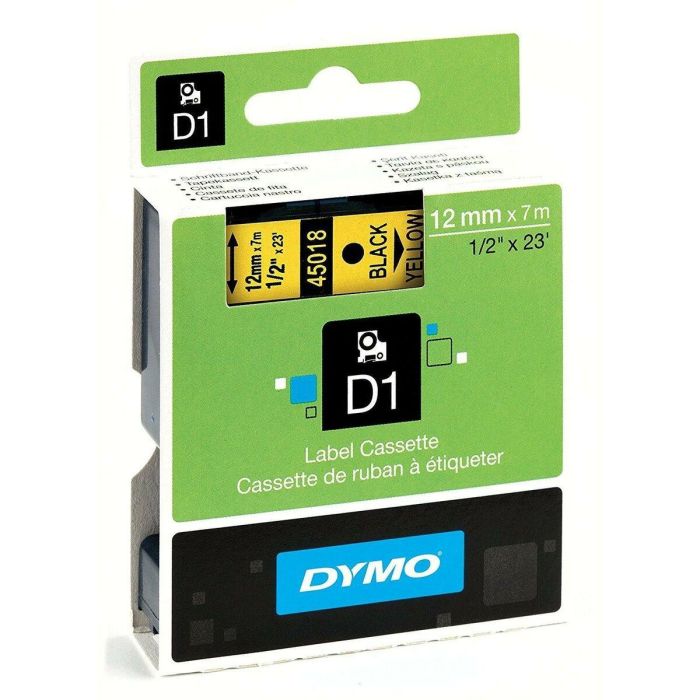Cinta Laminada para Rotuladoras Dymo D1 45018 12 mm LabelManager™ Amarillo Negro (5 Unidades) 2 Cinta Laminada para Rotuladoras Dymo D1 45018 12 mm LabelManager™ Amarillo Negro (5 Unidades) 2