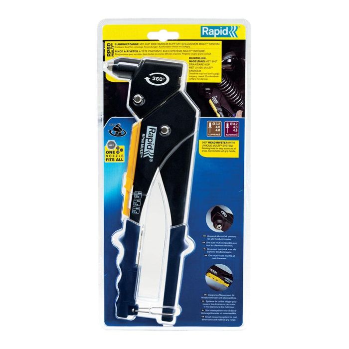 Rapid Remachadora Manual RP60 Cabezal Giratorio Multiherramienta con Boquilla Múltiple y Cabezal 360º para Espacios Ajustados 5 Rapid Remachadora Manual RP60 Cabezal Giratorio Multiherramienta con Boquilla Múltiple y Cabezal 360º para Espacios Ajustados 5