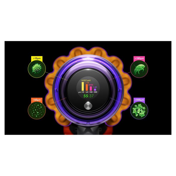 Dyson V15 Detect Absolute Aspiradora Escoba Ciclónica Potente 240 AW con Pantalla y Cepillo LED