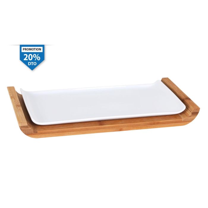 Viejo Valle Soporte de Bambú con Bandeja, 34.6 cm Largo x 16.7 cm Ancho x 3.6 cm Alto (2 Unidades)