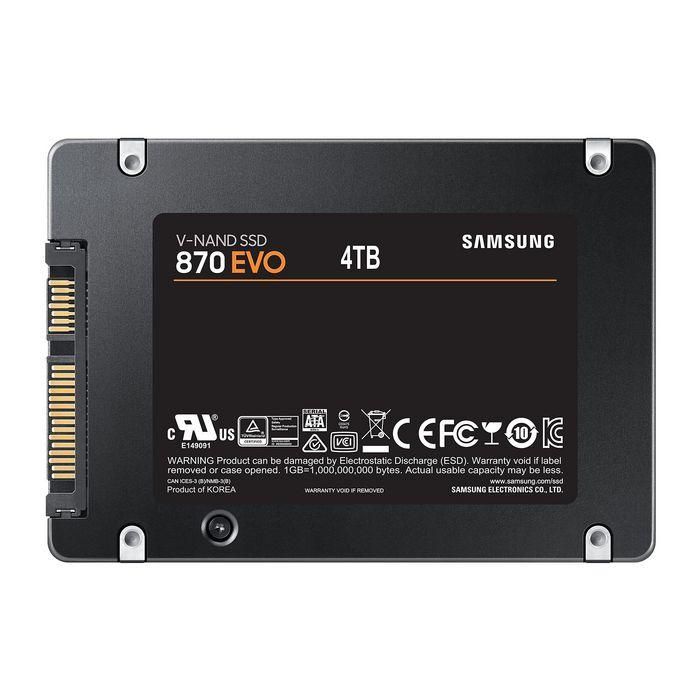 Samsung MZ-77E4T0B/EU Disco SSD Interno 870 EVO 4TB SATA III 2.5'' Rendimiento 560/530 MB/s para PC y Portátil Samsung MZ-77E4T0B/EU Disco SSD Interno 870 EVO 4TB SATA III 2.5'' Rendimiento 560/530 MB/s para PC y Portátil