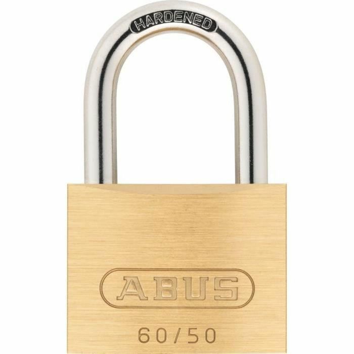 ABUS ABU4003318200410 Candado de Latón Macizo 60/50 con Arco de Acero Cementado y Doble Cierre, incluye 2 Llaves