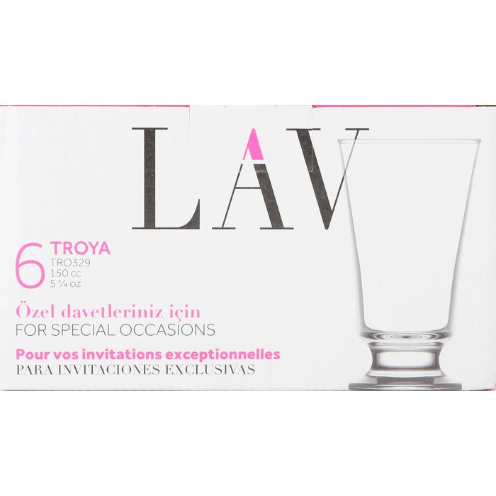 Set de 6 vasos con pie Troya 150 cc - LAV (8 Cajas) 1 Set de 6 vasos con pie Troya 150 cc - LAV (8 Cajas) 1