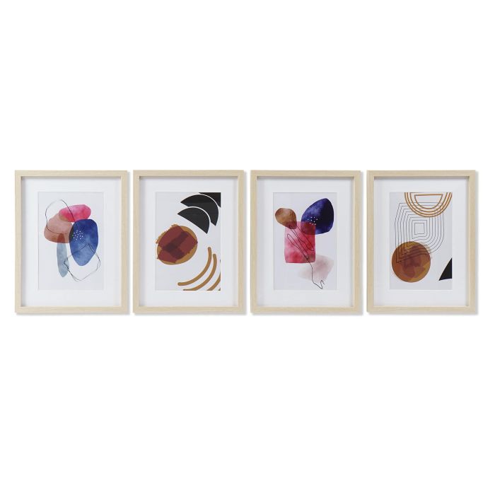 DKD Home Decor Cuadro de Pared Moderno Abstracto Multicolor PS 35x45 cm - Pack 4 Unidades con Diseños Surtidos