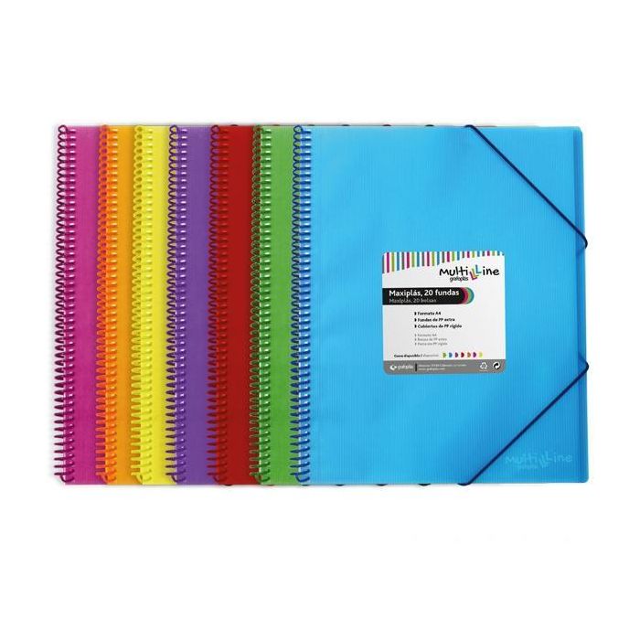 Grafoplás Carpeta Maxiplás Pp Multiline A4 En Espiral Con Gomas Violeta - Contiene 50 Fundas Pp Extra - Grafoplás Carpeta Maxiplás Pp Multiline A4 En Espiral Con Gomas Violeta - Contiene 50 Fundas Pp Extra -