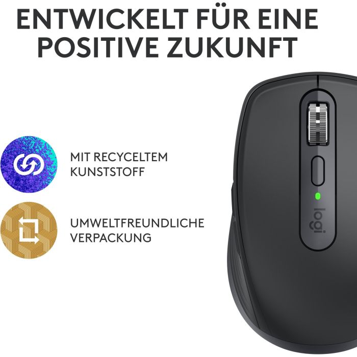 Logitech 910-006929 Ratón Inalámbrico Bluetooth MX Anywhere 3S - 8000 DPI, Darkfield, Clics Discretos, Recargable, Grafito 2