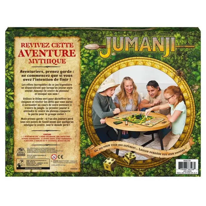 Spin Master Juego de mesa Jumanji Retro con Tablero, Cartas, Dados y Reloj de Arena para Niños y Adultos 4