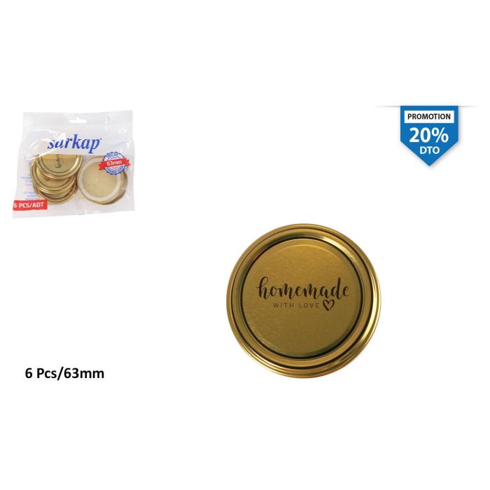 Inde Set 6 Tapas 63T Twist Off Gold - 6,6 cm (24 Cajas) Inde Set 6 Tapas 63T Twist Off Gold - 6,6 cm (24 Cajas)