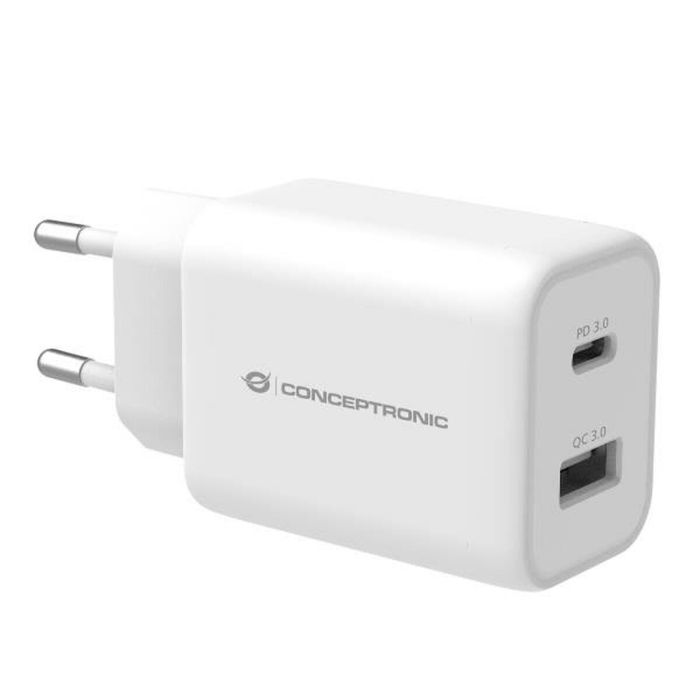 Conceptronic ALTHEA11W Cargador Carga Rápida Pd 33W USB Tipo C para Samsung Galaxy S21/S20/Note10/Note20, Nintendo Switch, iPad, iPhone Blanco