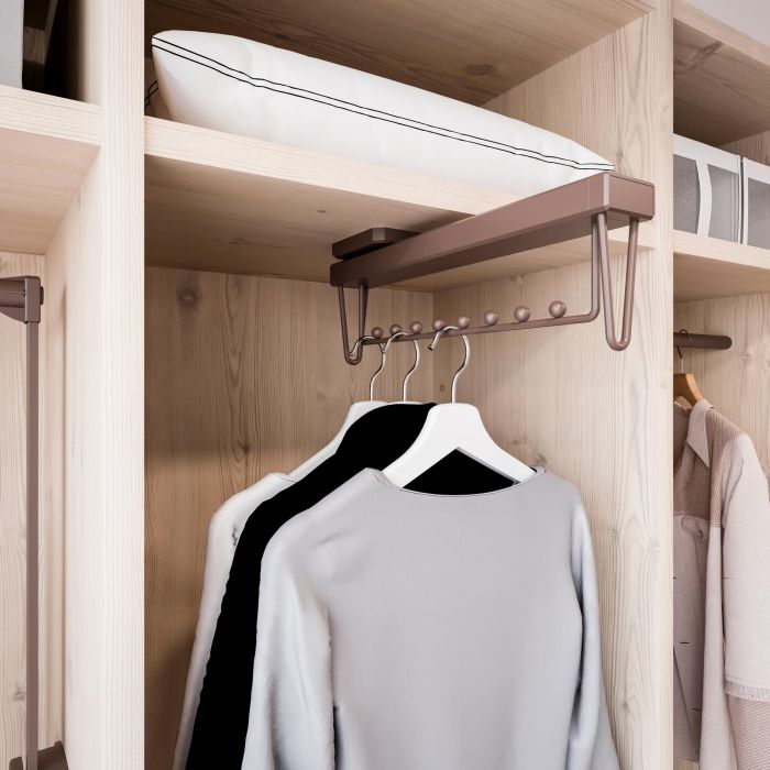 Emuca Colgador extraíble para armario Moka, Plástico y Aluminio, Pintado moka 1 Emuca Colgador extraíble para armario Moka, Plástico y Aluminio, Pintado moka 1