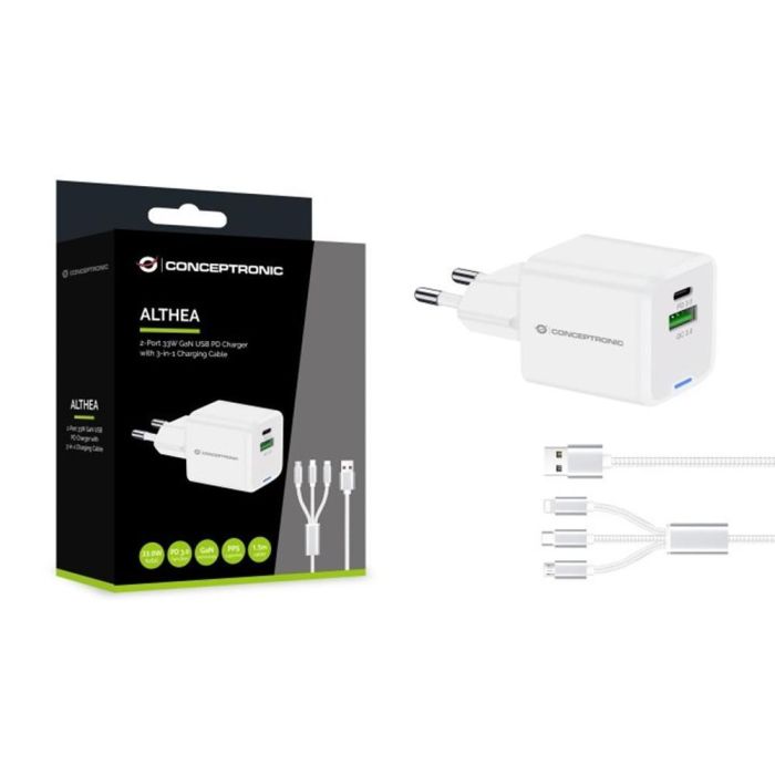 Conceptronic Cargador de Pared Althea16W 33W Blanco Universal MPN ALTHEA16W 2 Conceptronic Cargador de Pared Althea16W 33W Blanco Universal MPN ALTHEA16W 2