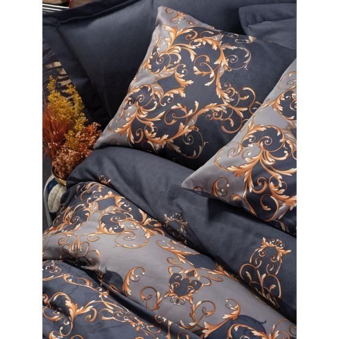 Juego de cama - 1 funda nórdica 220x240 cm + 2 fundas de almohada 60x60 cm - 100% algodón satén - Azul 1 Juego de cama - 1 funda nórdica 220x240 cm + 2 fundas de almohada 60x60 cm - 100% algodón satén - Azul 1