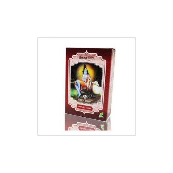 RADHE SHYAM Henna Polvo Castaño Caoba 100g Tinte Natural Vegano sin Amoniaco para Cabello