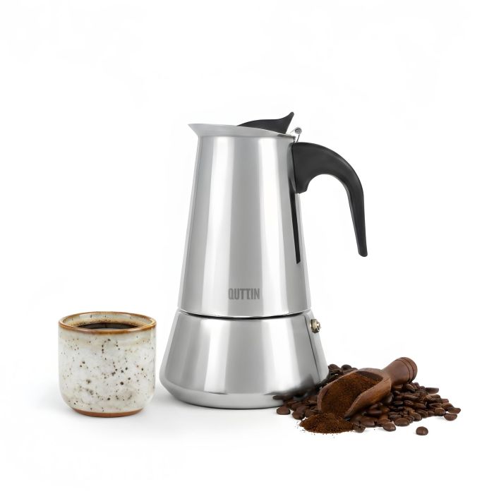 Inde Cafetera 6 Servicios Inducción Acero Inoxidable Quttin - 11.8 x 13.9 x 18.5 cm (6 Unidades)