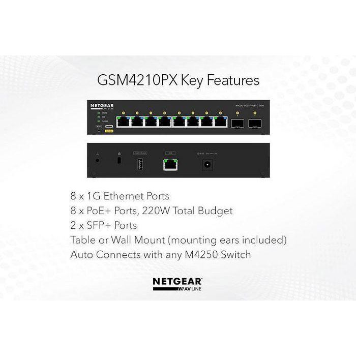 NETGEAR GSM4210PD-100EUS - Switch de 10 puertos: 8xPoE+ 110W, 1x1G, 1xSFP 13