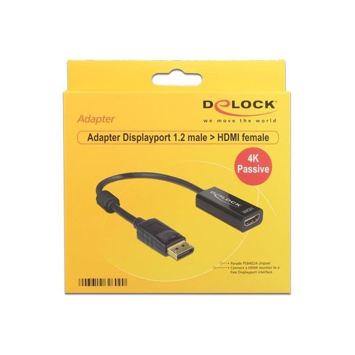 DELOCK Adapterkabel DisplayPort 1.2 Stecker > HDMI Buchse schwarz 4K Passiv 0 DELOCK Adapterkabel DisplayPort 1.2 Stecker > HDMI Buchse schwarz 4K Passiv 0