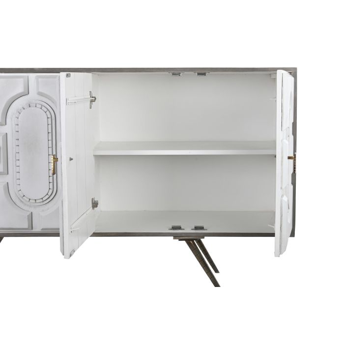 DKD Home Decor Buffet Blanco Dorado Madera Mango y Metal, 152x43x84 cm, 4 Puertas, 2 Estanterías, Hecho a Mano y Desmontable 3