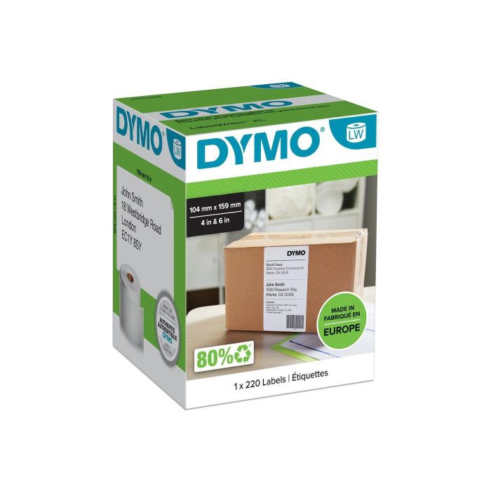 Dymo Etiquetas De Transferencia Termica Negro Sobre Fondo Blanco 104 mm X 159 mm Rollo De 220 Ud.