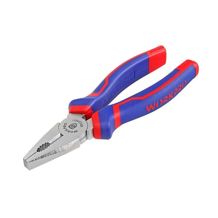Workpro Alicates Universales 180 mm Acero al Carbono Forjado, Mango Bimaterial Cómodo, Azul y Rojo 2 Workpro Alicates Universales 180 mm Acero al Carbono Forjado, Mango Bimaterial Cómodo, Azul y Rojo 2