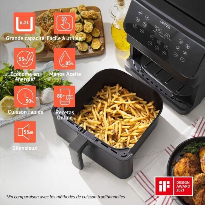 Cosori COS1713857138884 Freidora sin Aceite Premium II Chef Edition - 6.2 L, 12 Programas, 1700 W, Negra + 50 Papeles de Horno 5