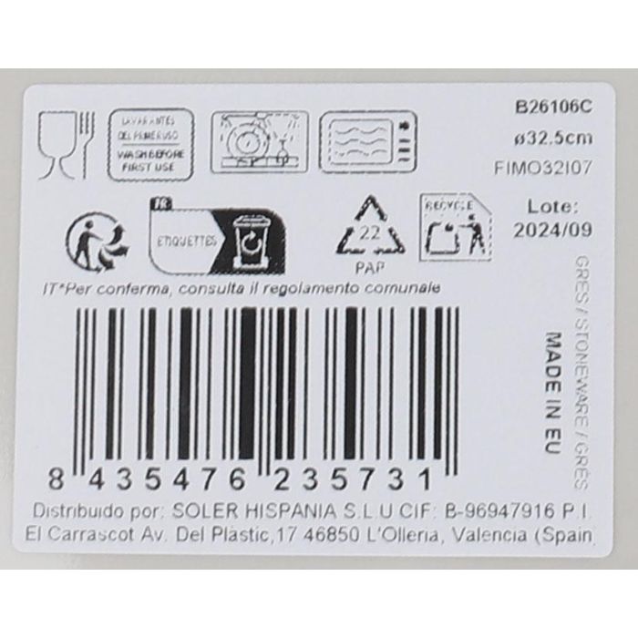 La Mediterranea Bajo Plato "Blur" Monaco Brillo 32.5 cm (6 Unidades)