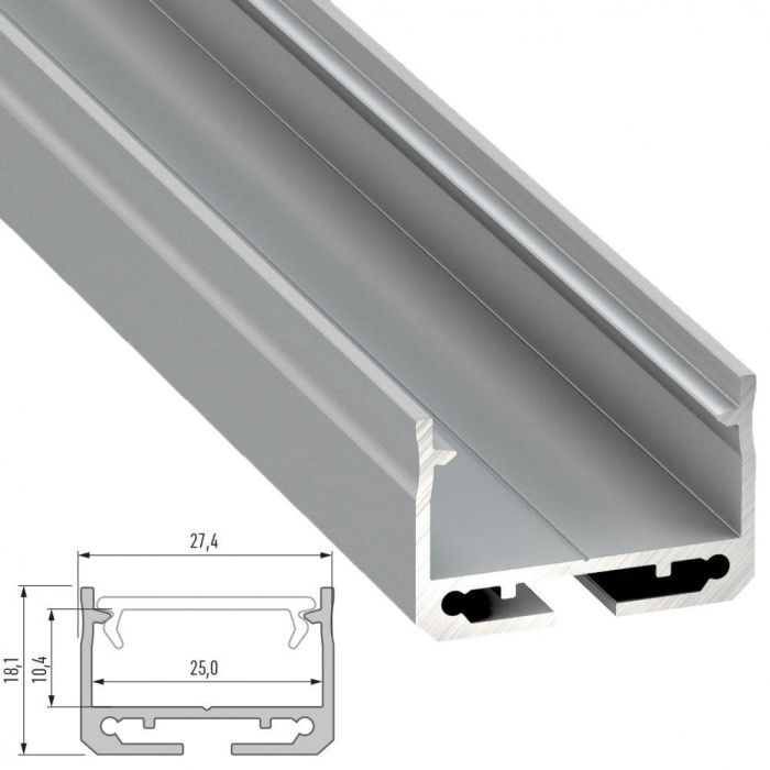 SILEDA Perfil de Aluminio Tipo SILEDA Anodizado Plata 2,02 Metros 1
