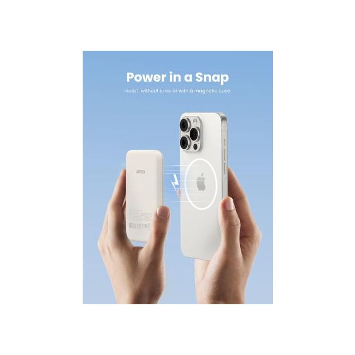 UGREEN 25207 Batería Externa 5000 mAh Cargador Inalámbrico Magnético PD15W USB-C Negro