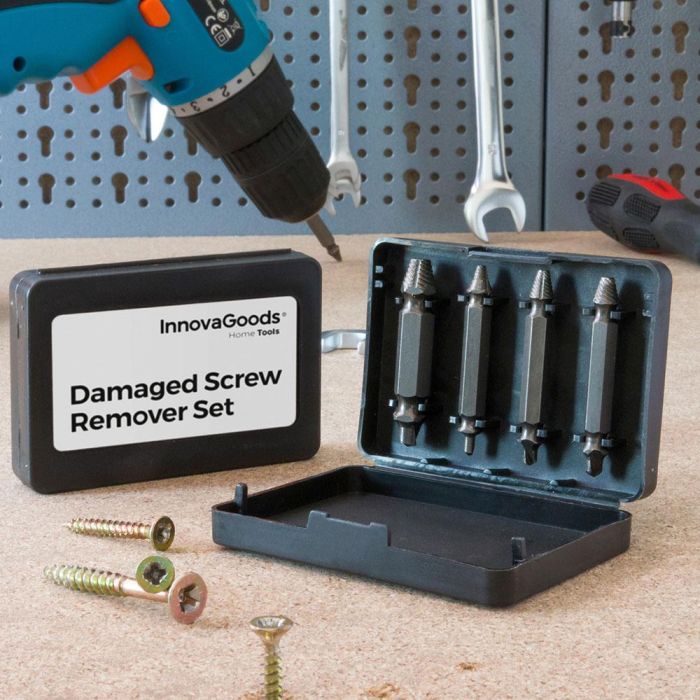 Brocas para Extraer Tornillos Dañados InnovaGoods 4 Unidades 3 Brocas para Extraer Tornillos Dañados InnovaGoods 4 Unidades 3