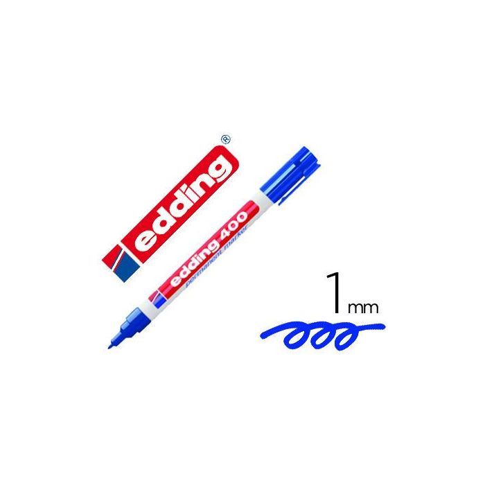 Rotulador Edding Marcador Permanente 400 Azul Punta Redonda 1 mm Recargable 10 unidades