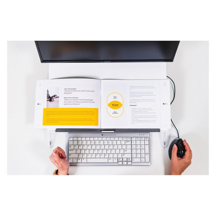 BakkerElkhuizen 630N Soporte para documentos FlexDesk con ajuste de altura, Transparente, Blanco, 110 - 180 mm 5