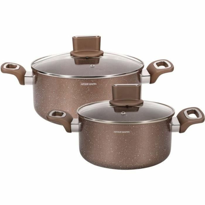 Arthur Martin AM9820 Juego de ollas de aluminio con tapas de vidrio de 20 y 24 cm, apto para inducción y todas las fuentes de calor 2