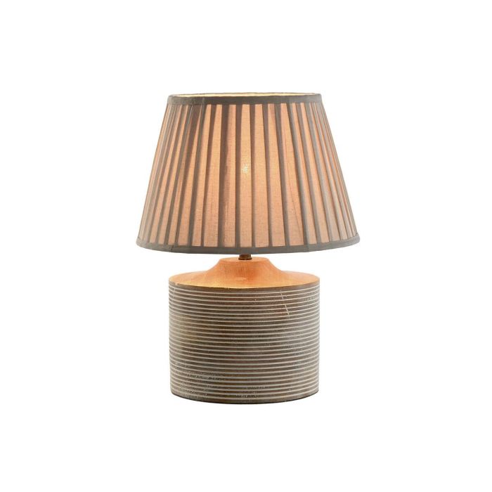 DKD Home Decor Lámpara de Sobremesa Tradicional con Base de Mango y Plafón de Algodón Natural, E27 50W, 30x30x41 cm 1