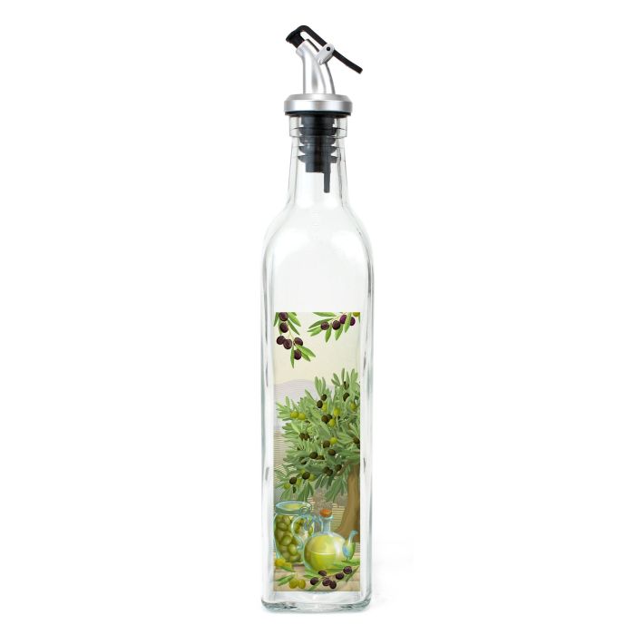 Inde Aceitera de vidrio con tapa ABS, 500 ml, ideal para aceite de oliva y vinagre, capacidad 500 ml (24 Unidades)