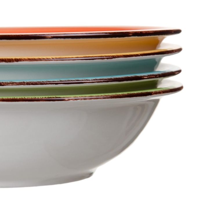 Plato Hondo Naranja Stoneware Cocina 21 X 21 cm