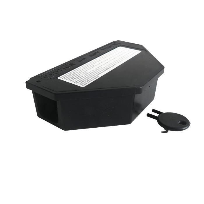 Caja de cebo antiratones - BSI - para rellenar y reutilizable - 1 llave incluida - con clip - interior y exterior - 16 x 7,5 x 3,5 cm